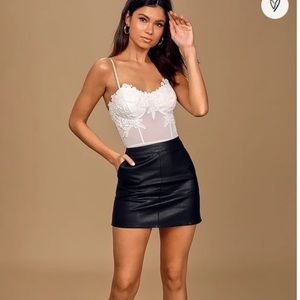 Lulus White Crochet Lace Mesh Bustier Bodysuit SM